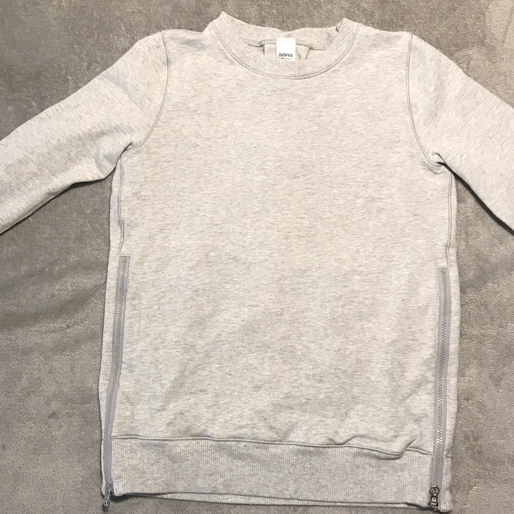 Ivivva by Lululemon.  Classic Gray Crewneck Sweatshirt with Pass Through Pocket
